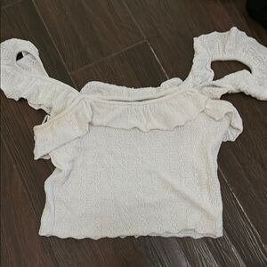 Zara White Sleeveless Ruffled Crop Top